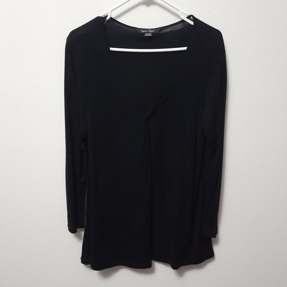 Charlie Paige Knot front Black long sleeve Top LG - Picture 1 of 4